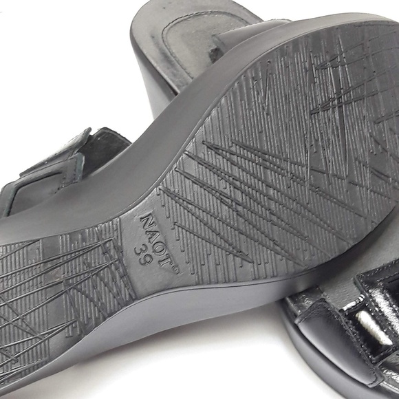 Naot Shoes - Naot "Treasure" leather wedge slip on sandals